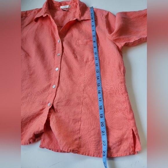 Edward Linen Button-up Shirt Coral in L - Picture 8 of 8